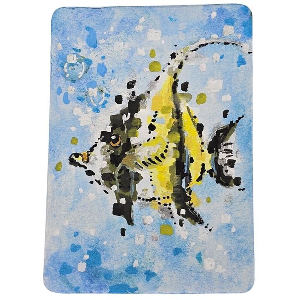 ACEO Pixel Kihikihi by Sarah Gonzalez, Original Art Card Gouache & Acrylic